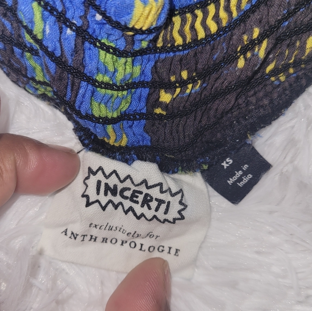 Anthropologie Blue and Yellow Geometric Midi Dress Size # XS - Picture 7 of 8